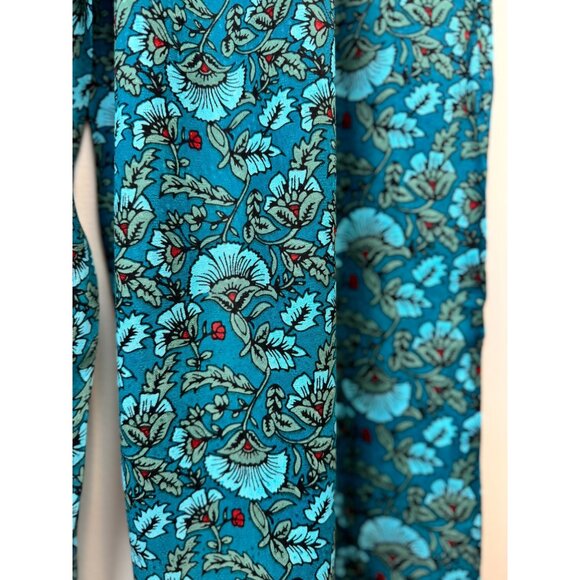Wide-Leg Floral Pants By Band Of The Free - Deep Teal Aqua - Picture 3 of 9